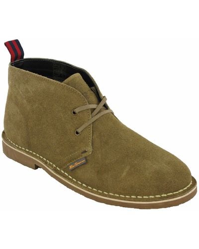Ben Sherman Desert Boots Leather & Denim S Ankle Uk 7-12 - Green
