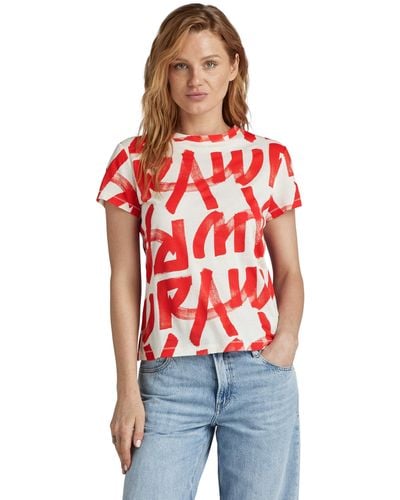 G-Star RAW Calligraphy Allover Top Donna - Rosso
