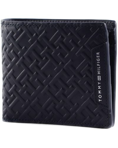 Tommy Hilfiger Th Business Leather Cc And Coin Wallet Emboss - Blauw