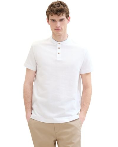 Tom Tailor Basic Poloshirt mit Stehkragen - Weiß