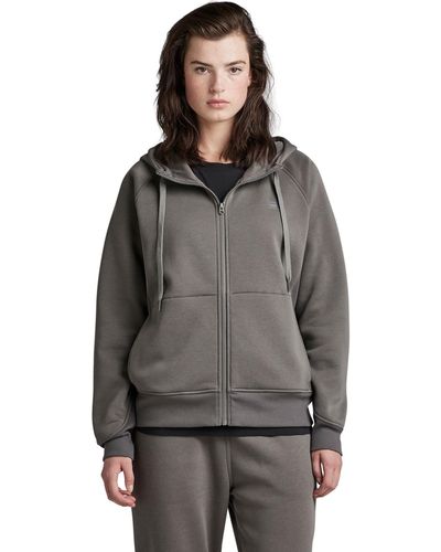 G-Star RAW Premium Core 2.1 Hooded Zip Thru Sweater Donna ,Grigio