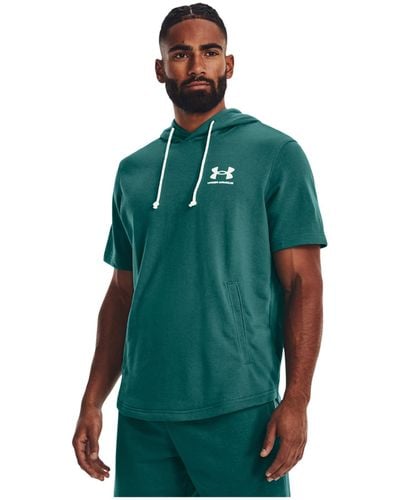 Under Armour S Rival Short Sleeve Hoodie Green Xs