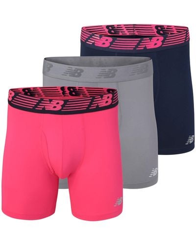 New Balance 6" Boxer Brief Trunk Underpants Fly Front With Pouch - Pink