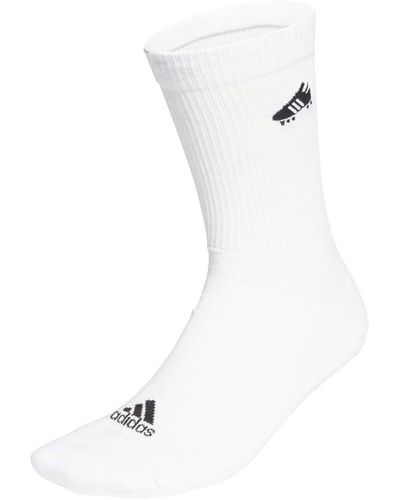 adidas Soccer Boot Embroidered Socks Calzini Crew - Bianco