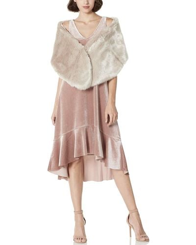 HIKARO Faux Fur Shawl Wrap Winter Stole Shrug Coat Cape For Evening Dress Party And Wedding Light Grey