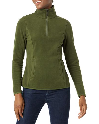 Amazon Essentials Quarter-Zip Polar Fleece Jacket Outerwear-Jackets - Verde