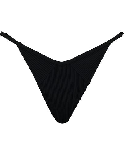 PUMA Ribbed Tanga Bikini Bottoms - Zwart