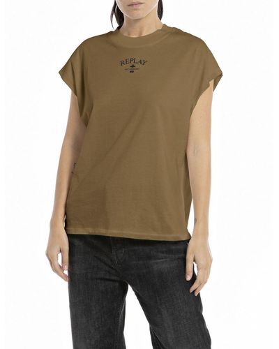 Replay T-Shirt Kurzarm aus Baumwolle mit Logo - Grün