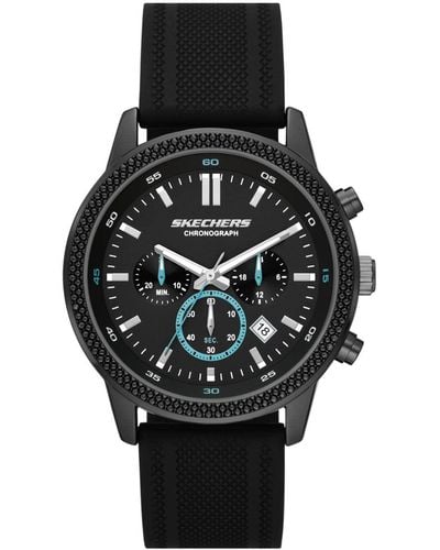 Skechers Clarkdale Quartz Metal And Silicone Chronograph Watch - Black