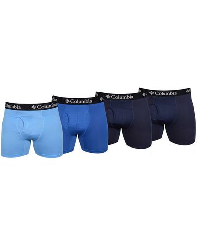 Columbia 's Boxer Briefs Multipack Pack Of 4 Active Performance Stretch - Blue