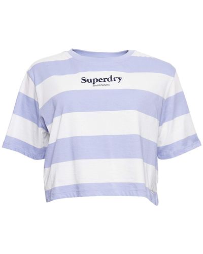 Superdry Kastenförmiges Harper T-Shirt mit Streifen Blaureiher 40