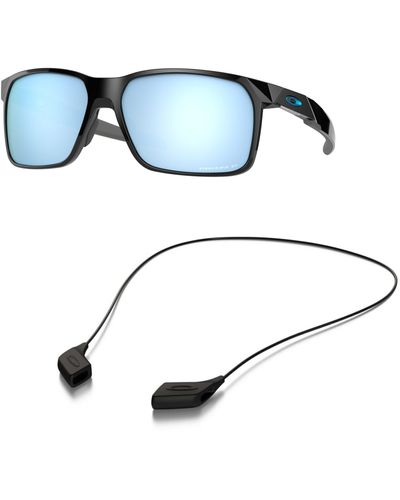 Oakley Sunglasses Bundle: Oo 9460 946004 Portal X Polished Black Prizm Accessory Shiny Black Leash Kit - Blue