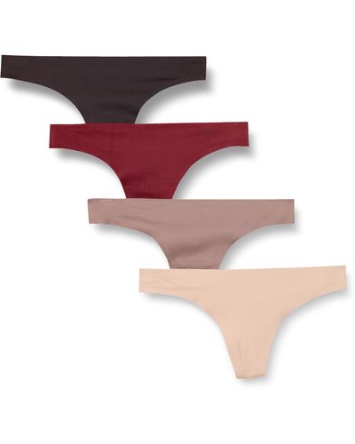 Amazon Essentials 4-Pack Seamless Bonded Stretch Thong Panty Novelty Underwear - Rosso