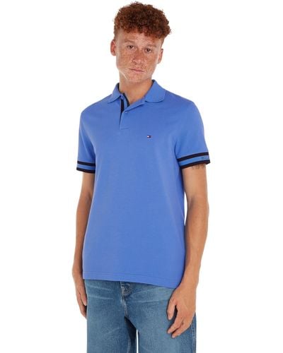 Tommy Hilfiger Monotype Manchet Slim Fit Polo S/s Polo's - Blauw