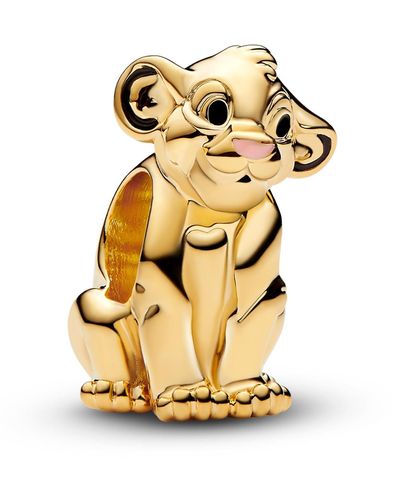 PANDORA Disney The Lion King Simba 14k Gold-plated Charm With Black And Pink Enamel - Metallic