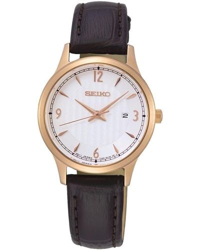 Seiko Neo classic orologio Donna Analogico Al quarzo con cinturino in Pelle di vitello SXDG98P1 - Nero