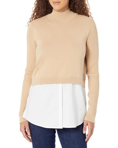 Calvin Klein Mixed Media Layered Sweater - White