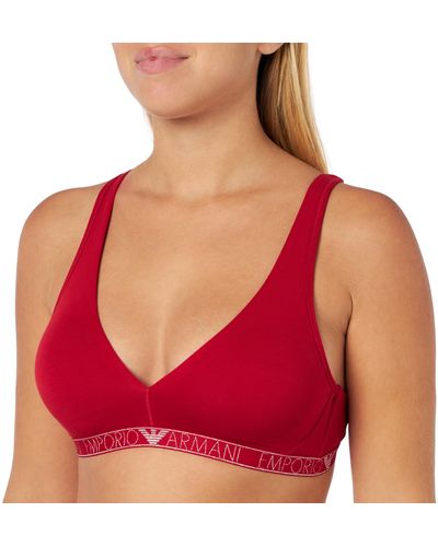 Emporio Armani Bralette With Removable And Essential Studs Logo Padded Bra - Rot