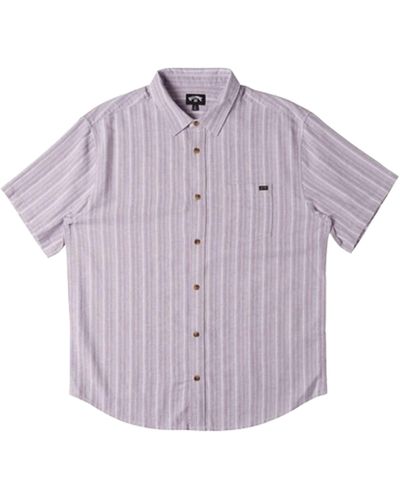 Billabong All Day Stripe Short Sleeve Woven Shirt | S Hawaiian Shirts Short Sleeve Casual Button Down Tropical Beach Shirt-large - Purple