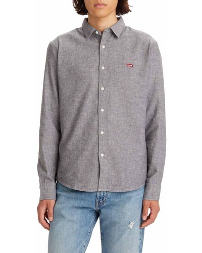 Levi's Long-sleeve Battery Housemark Slim Shirt Nen - Grijs
