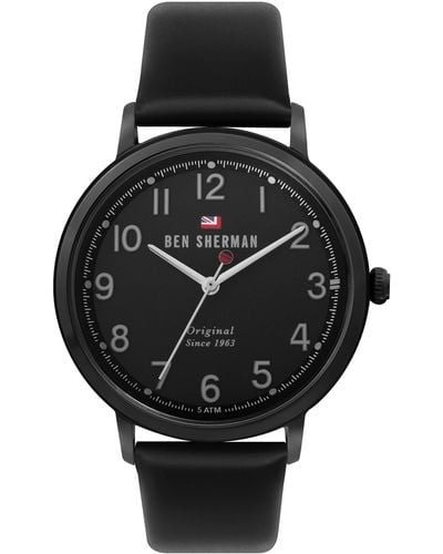 Ben Sherman S Analogue Classic Quartz Watch With Leather Strap Wbs113bb - Black