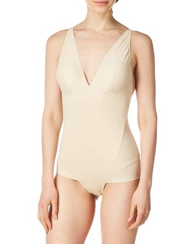 Maidenform 's Shapewear Light Control Low Back Bodysuit Body Shaper With Cool Comfort Fajas Dms084 - Natural