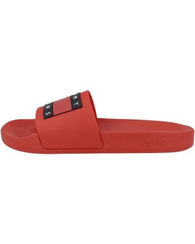 Tommy Hilfiger Tommy Jeans Pool Slide Essentials Swim Flip Flops - Red