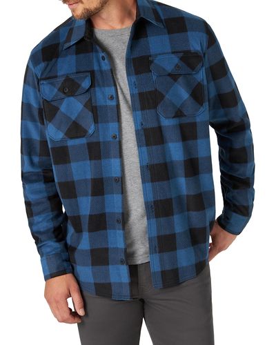 Wrangler Authentics Long Sleeve Plaid Fleece Shirt - Blu