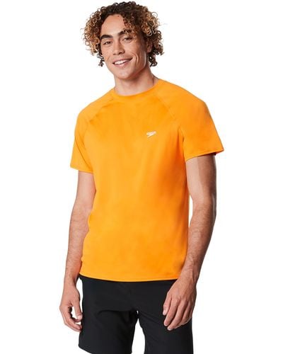 Speedo Uv Swim Shirt Short Sleeve Regular Fit Solid - Orange