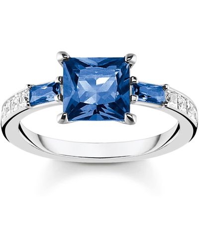 Thomas Sabo Ring mit blauen und weissen Steinen silber 925 Sterlingsilber TR2380-166-1