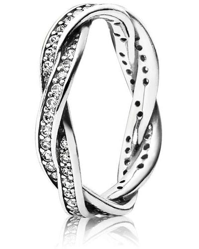 PANDORA Wish Funkelnder Wishbone Herz Ring aus Sterling Silber/Ringgröße 54 - Mehrfarbig
