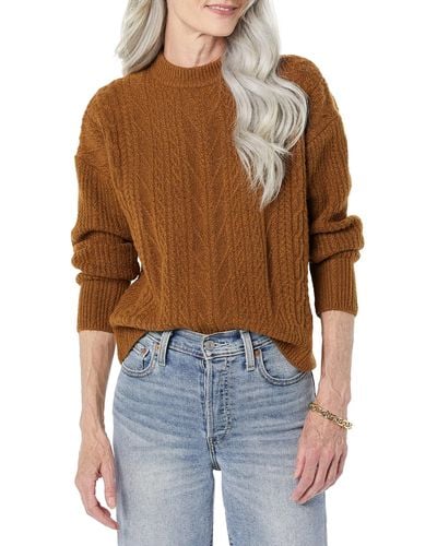 Amazon Essentials Soft-touch Modern Cable Crewneck Sweater - Blue