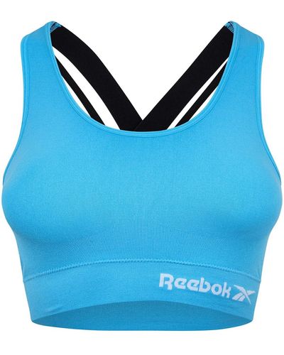 Reebok Damen Seamless Strappy Crop Top in Blau | Unterwäsche für geringe Belastung - Blu