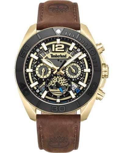 Timberland Analog Quarz Uhr mit Leder Armband TDWGF0041702 - Mettallic