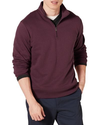 Amazon Essentials Fleece Sweatshirt Met Lange Mouwen En Kwartrits Voor - Paars