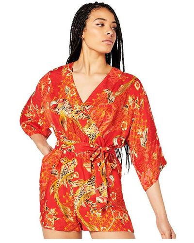 Superdry S Vintage Kimono Playsuit Lässiges Kleid - Rot