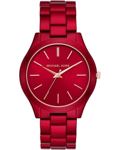 Michael Kors Analog Quartz Watch With Stainless-steel-plated Strap Mk3895 - Red