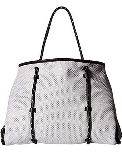 Steve Madden Lana Lightweight Flexible Multipurpose Neoprene Tote Bag With Bungee Straps - White