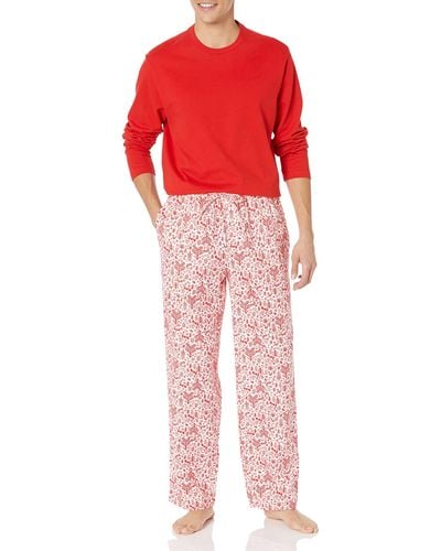 Amazon Essentials Flannel Pajama T-Shirt Flanell-Pyjama-Set - Rot