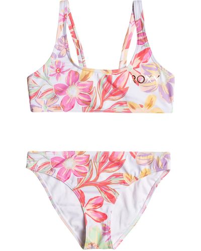 Roxy Tropical Time Bralette Swimsuit Set Two Piece - Pink