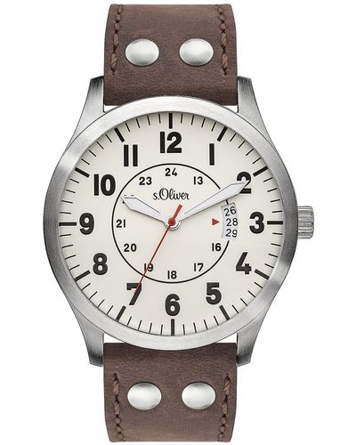 S.oliver Armbanduhr SO-3265-LQ - Braun