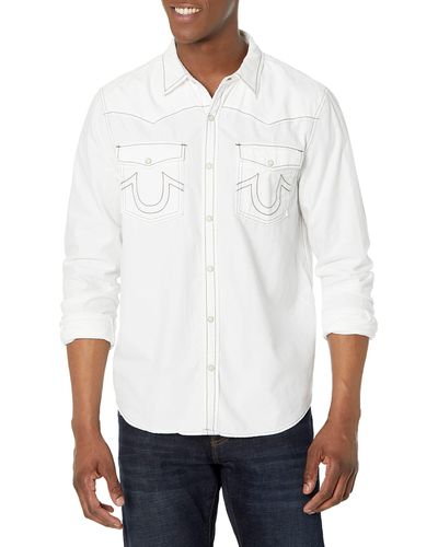 True Religion Long Sleeve Big T Western Shirt - White