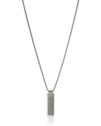 Tommy Hilfiger Jewellery Carbon Fibre Pendant With Chain Color: Silver - Metallic