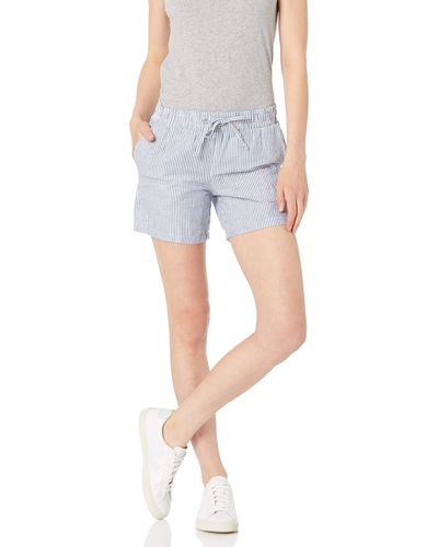Amazon Essentials Pantaloncini in Misto Lino con Coulisse e Interno Gamba da 12,7 cm - Blu