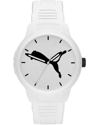 PUMA Reloj para hombre Reset de policarbonato de color blanco con tres agujas