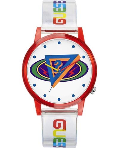 Guess Watches Gents J Balvin S Analogue Quartz Watch With Plastic Bracelet V1050m1 - Red