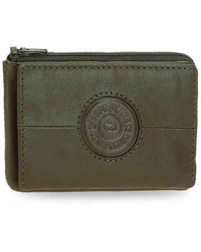 Pepe Jeans Cracker Purse With Card Holder Green 11 X 7 X 1.5 Cm Leather