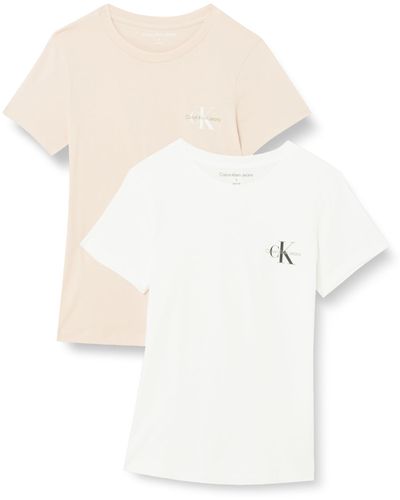 Calvin Klein 2-PACK MONOLOGO SLIM TEE S/S T-Shirts - Weiß