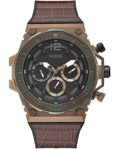Guess Analog Quartz Watch With Leather Strap Gw0326g2 - Multicolor