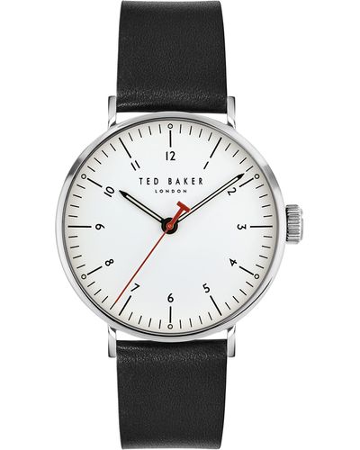 Ted Baker Howden Black Leather Strap Watch - Gray